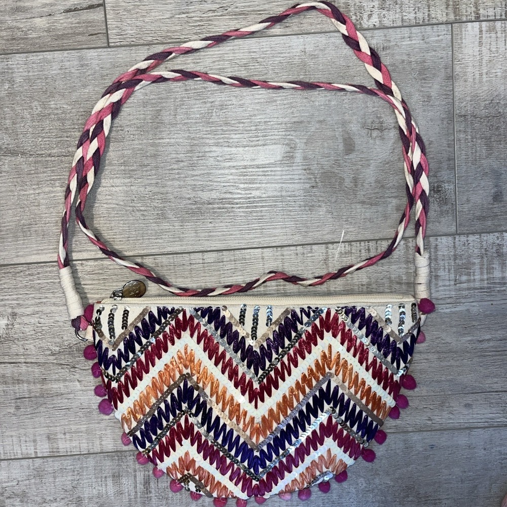 America And Beyond Embellished Woven‎ Handle Purse